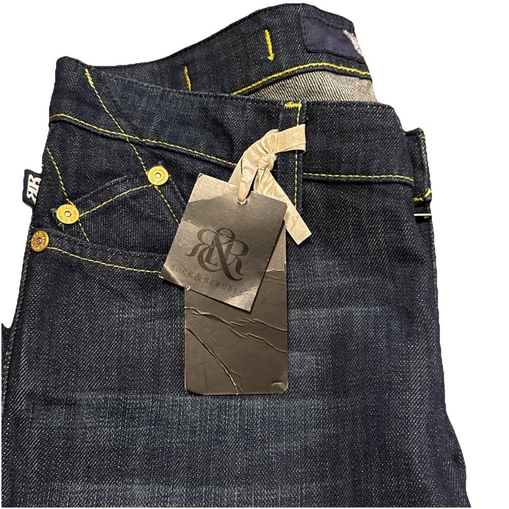 Rock & Republic Kurt Boot Cut Jean Embroidered Pockets Women's 27 / Size 4 NWT